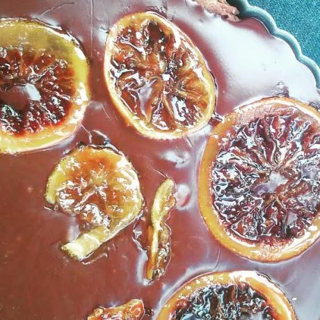 choc blood orange tart